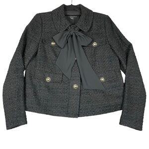 Halogen x Atlantic-Pacific Bow Detail Tweed Sophisticated Professional Jacket  S